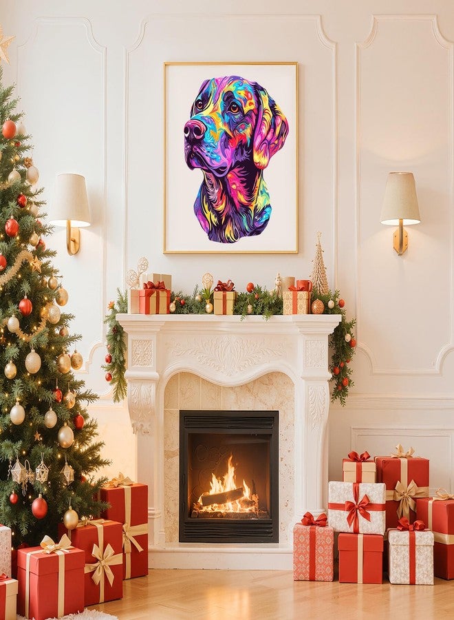 Purdicra Wooden Puzzles for Adults - Painted Labrador Wooden Jigsaw Puzzle, Unique Animal Shaped Wood Puzzles Adult, Christmas Birthday Gifts for Friends/Family, Home Decor 11.4 * 9.7in 157pcs - Image 2